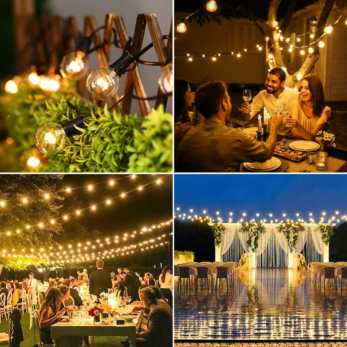 Outdoor G40 Festoon Lights, IP54, 2700K Shatterproof Bulbs