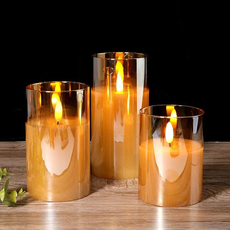 Flameless LED Candle Set of 3 with Flame Effect, Remote and Timer