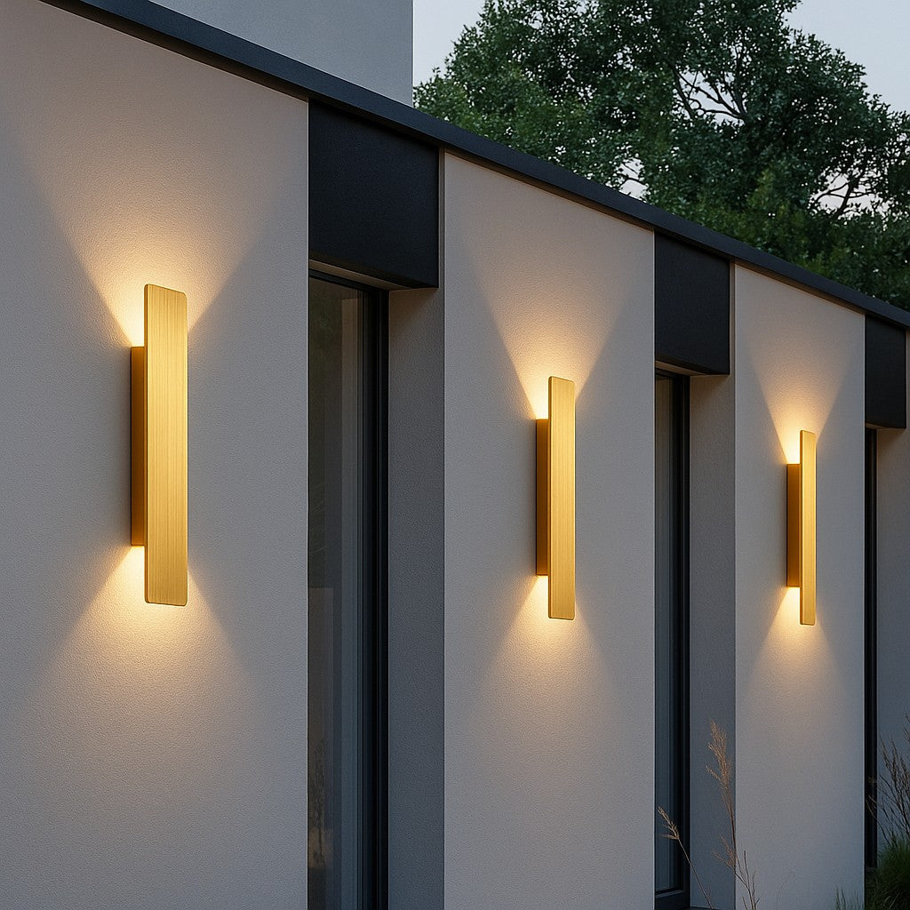 Gold Outdoor LED Wall Light in Aluminium, 20, 40 or 60 cm