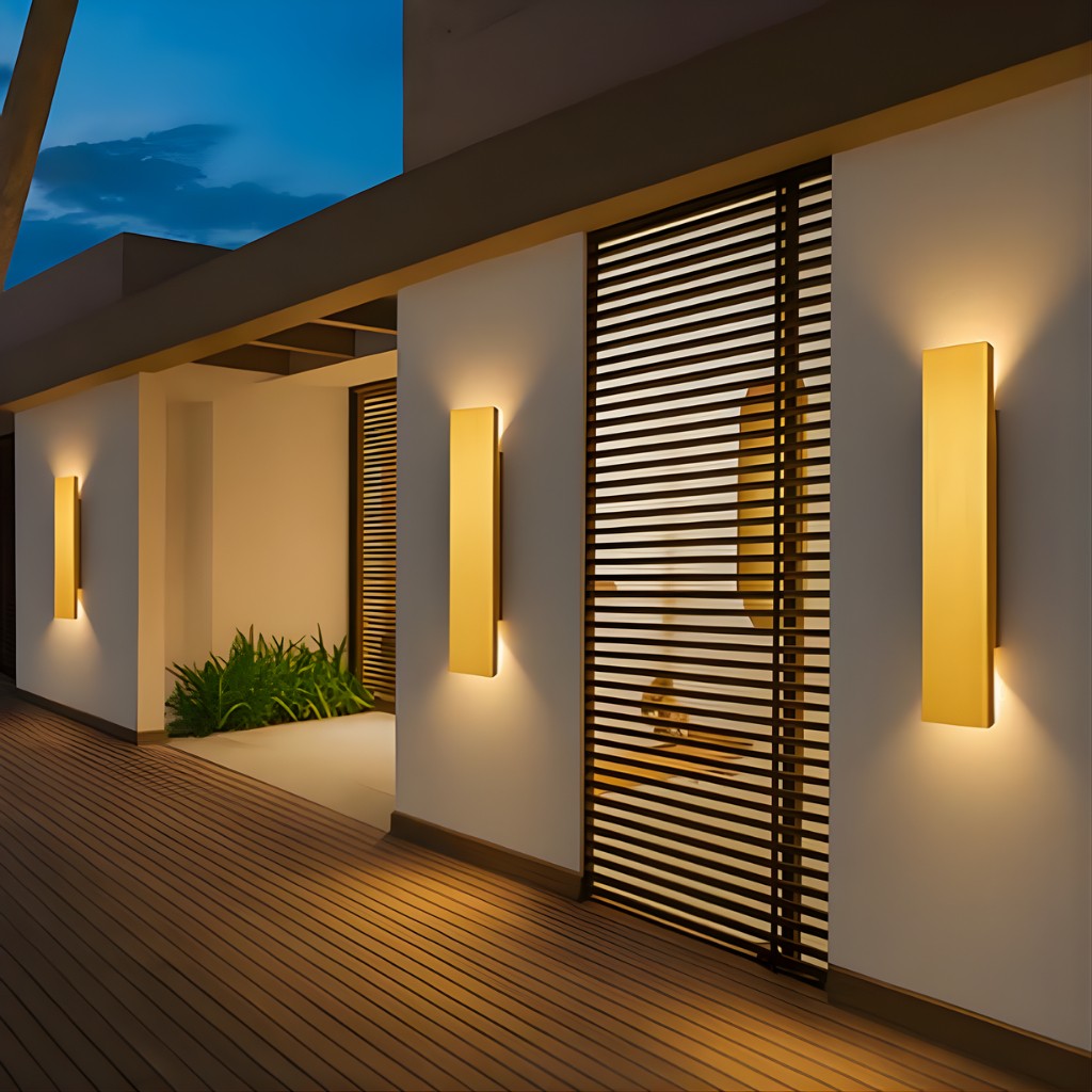 Gold Outdoor LED Wall Light in Aluminium, 20, 40 or 60 cm