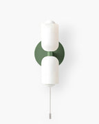 Twin Glass Shade Wall Light, E27, Six Colours, Plug-In or Wired