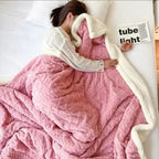 Thick Winter Blanket with Embossed Texture and Plush Reverse