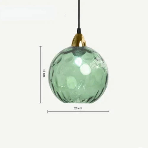 Glass Globe Pendant Light with Coloured Shade, E27