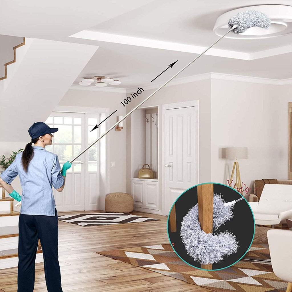 Telescopic Microfibre Duster, Extends 86-280cm for High Ceilings