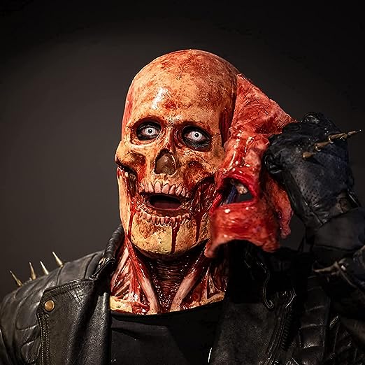 Two-Layer Halloween Mask, Clown Face over Moving-Jaw Skull