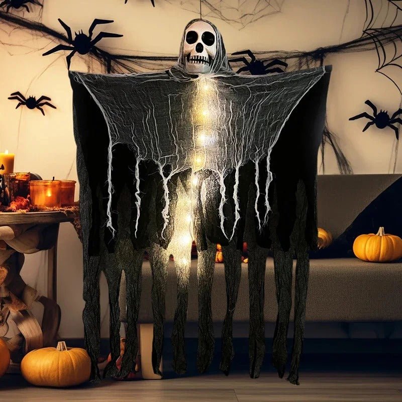 Light-Up Hanging Skull Decoration with LED Glow