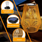 Hand-Woven Rattan Solar Garden Lantern, Waterproof LED