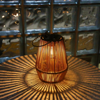 Hand-Woven Rattan Solar Garden Lantern, Waterproof LED