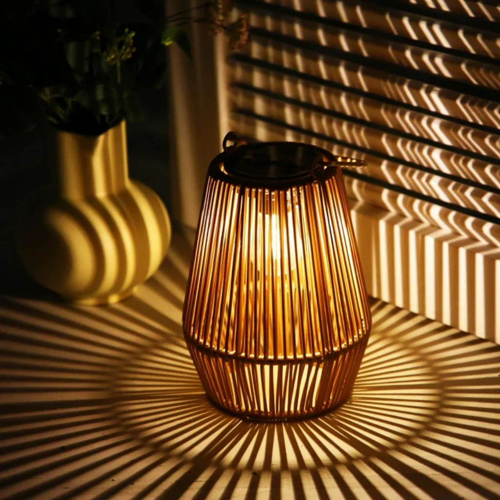 Hand-Woven Rattan Solar Garden Lantern, Waterproof LED