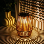 Hand-Woven Rattan Solar Garden Lantern, Waterproof LED
