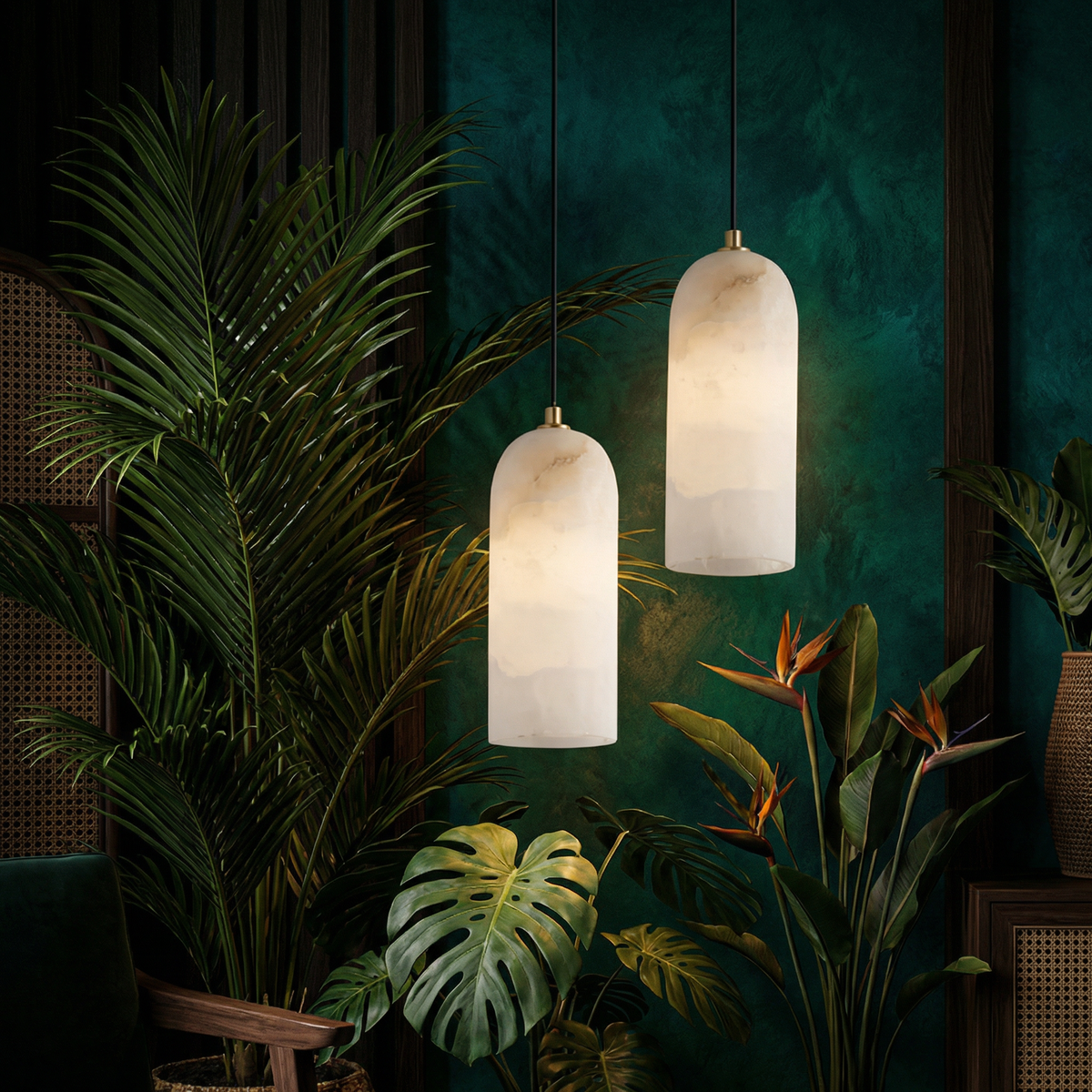 Marble Pendant Light with Copper Finish and 1.5 m Cable
