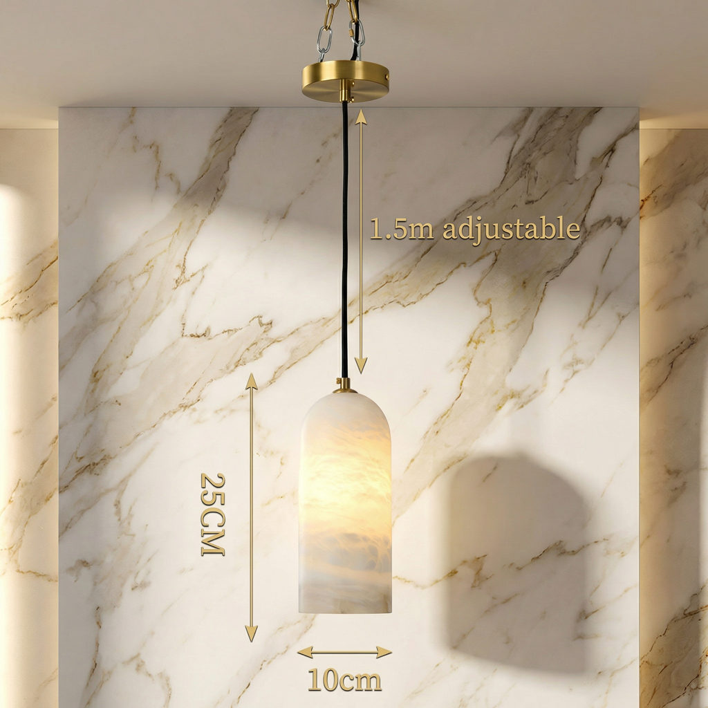 Marble Pendant Light with Copper Finish and 1.5 m Cable