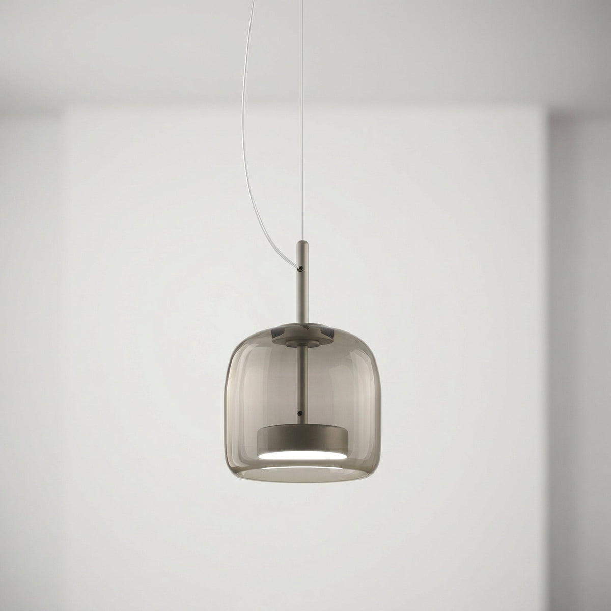 Scandinavian Glass Dome Pendant Light in Amber or Grey, 15 or 25cm