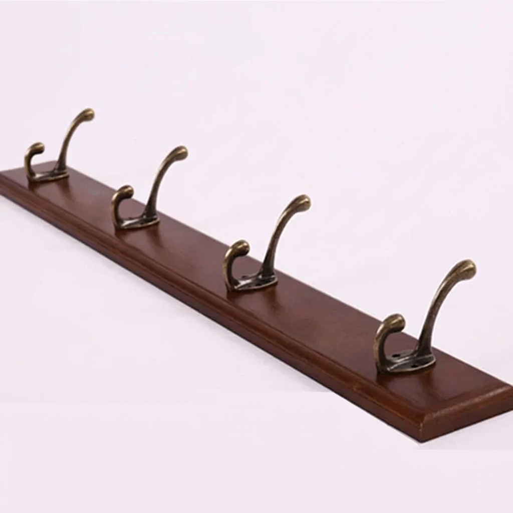 Solid Wood Wall Coat Rack with 4 or 5 Hooks