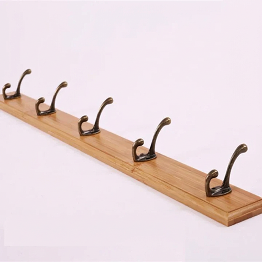 Solid Wood Wall Coat Rack with 4 or 5 Hooks