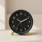 Scandi Silent Sweep Table Clock in Metal and Glass, 13cm
