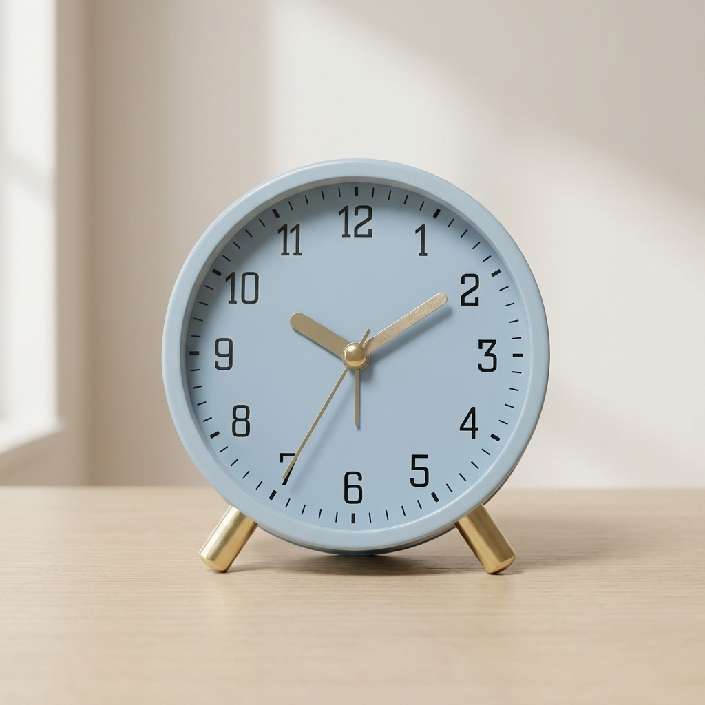 Scandi Silent Sweep Table Clock in Metal and Glass, 13cm
