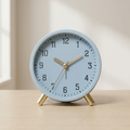 Scandi Silent Sweep Table Clock in Metal and Glass, 13cm