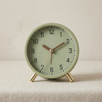 Scandi Silent Sweep Table Clock in Metal and Glass, 13cm