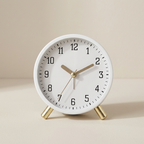 Scandi Silent Sweep Table Clock in Metal and Glass, 13cm