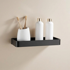 Matt Black Aluminium Bathroom Wall Shelf, 30 to 60 cm