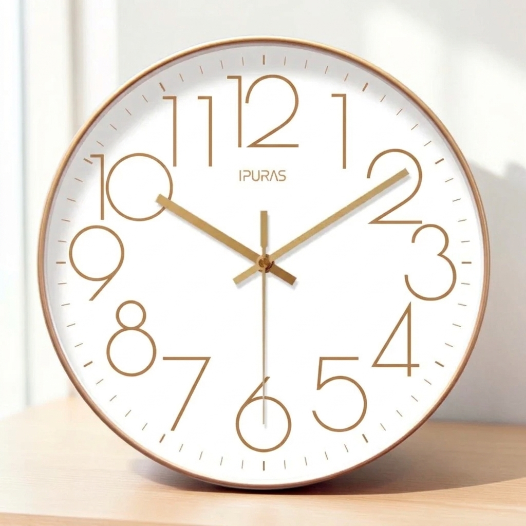 Scandinavian Silent Wall Clock in Glass and ABS, 3 Sizes