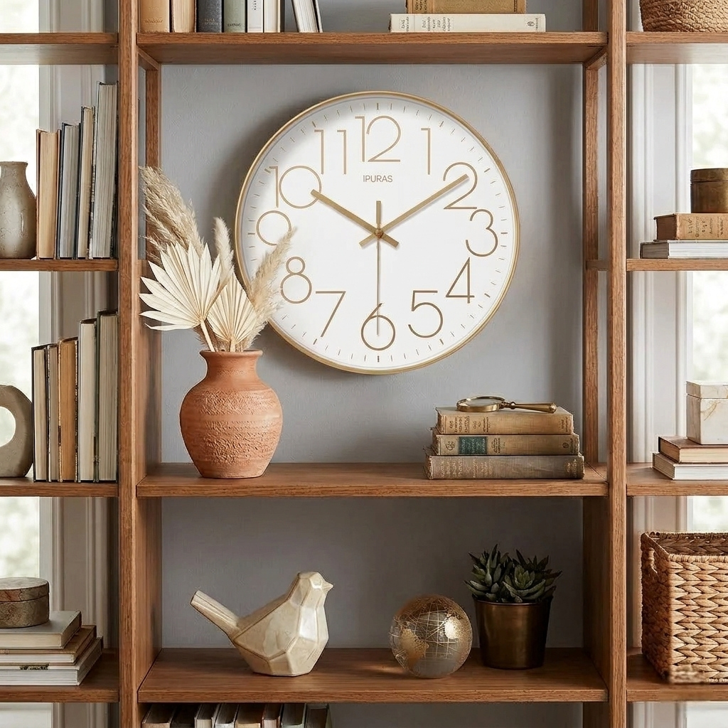 Scandinavian Silent Wall Clock in Glass and ABS, 3 Sizes