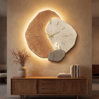 Wooden Wall Clock with LED Backlight, Silent Quartz