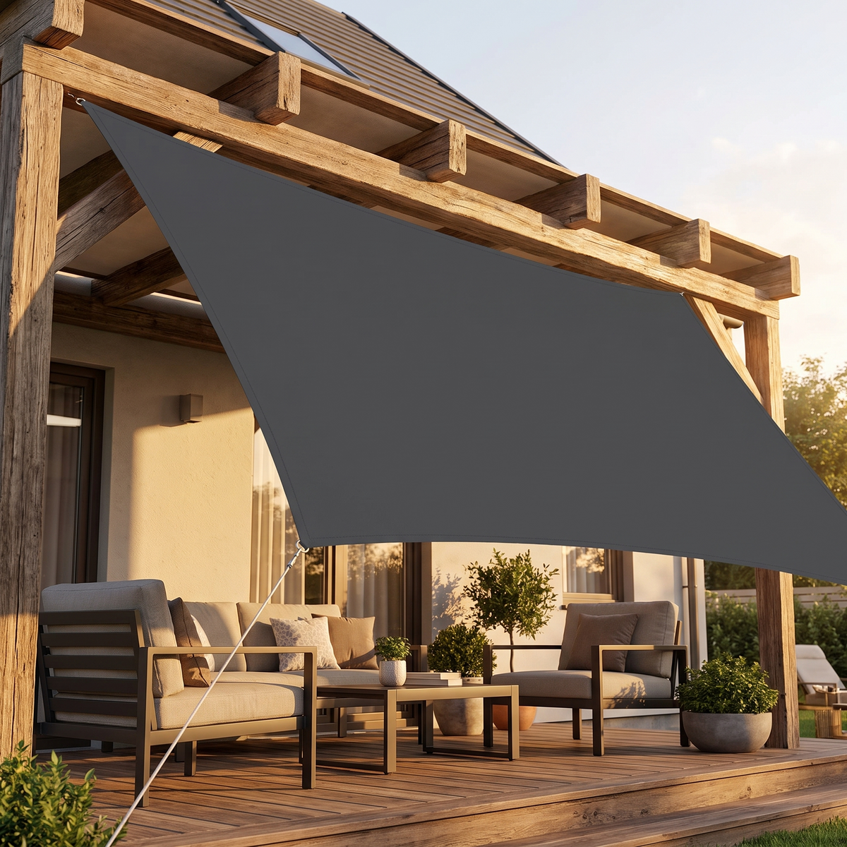 Waterproof Rectangular Shade Sail for Pergolas and Verandas