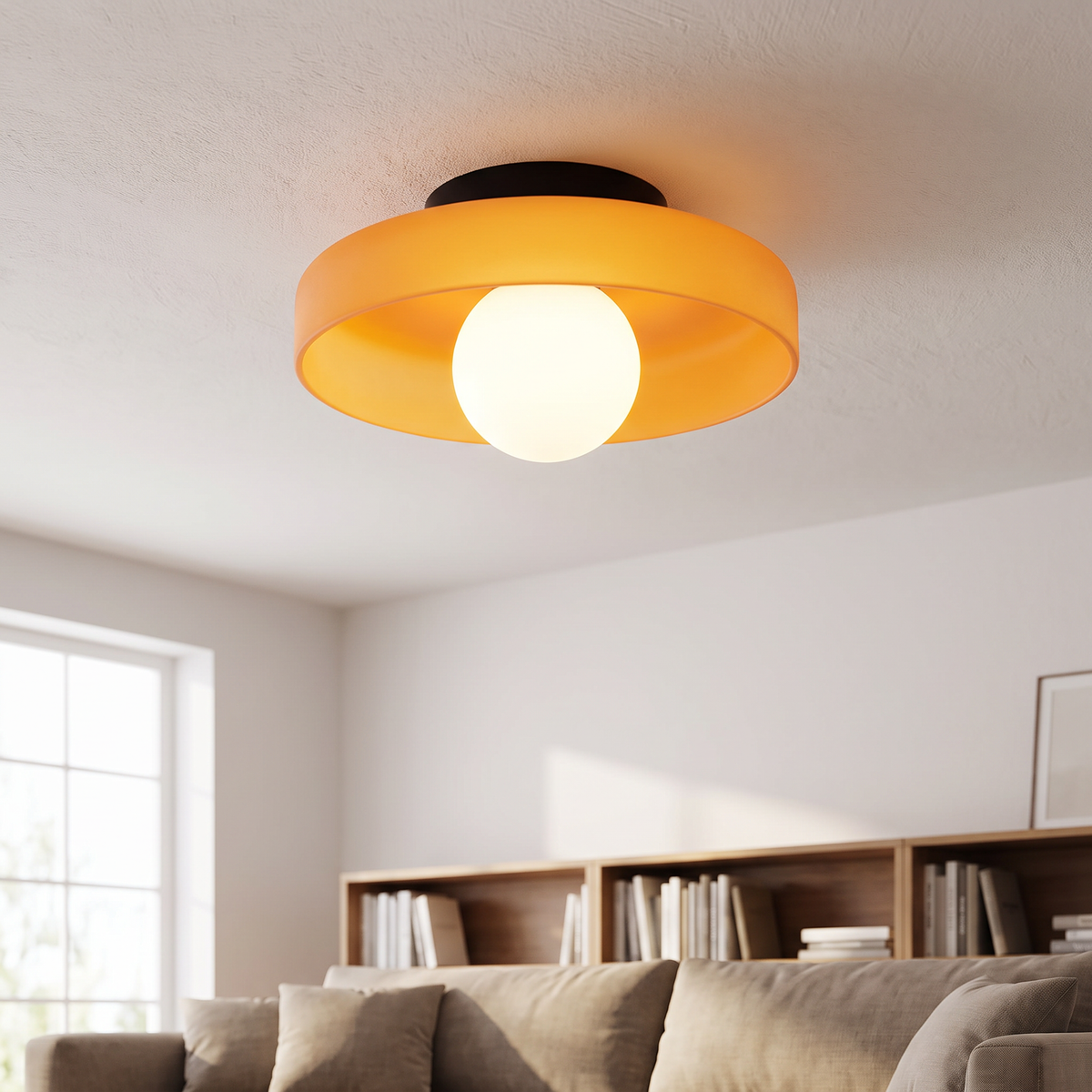 Frosted Glass Disc Flush Ceiling Light, 25cm or 35cm, G9