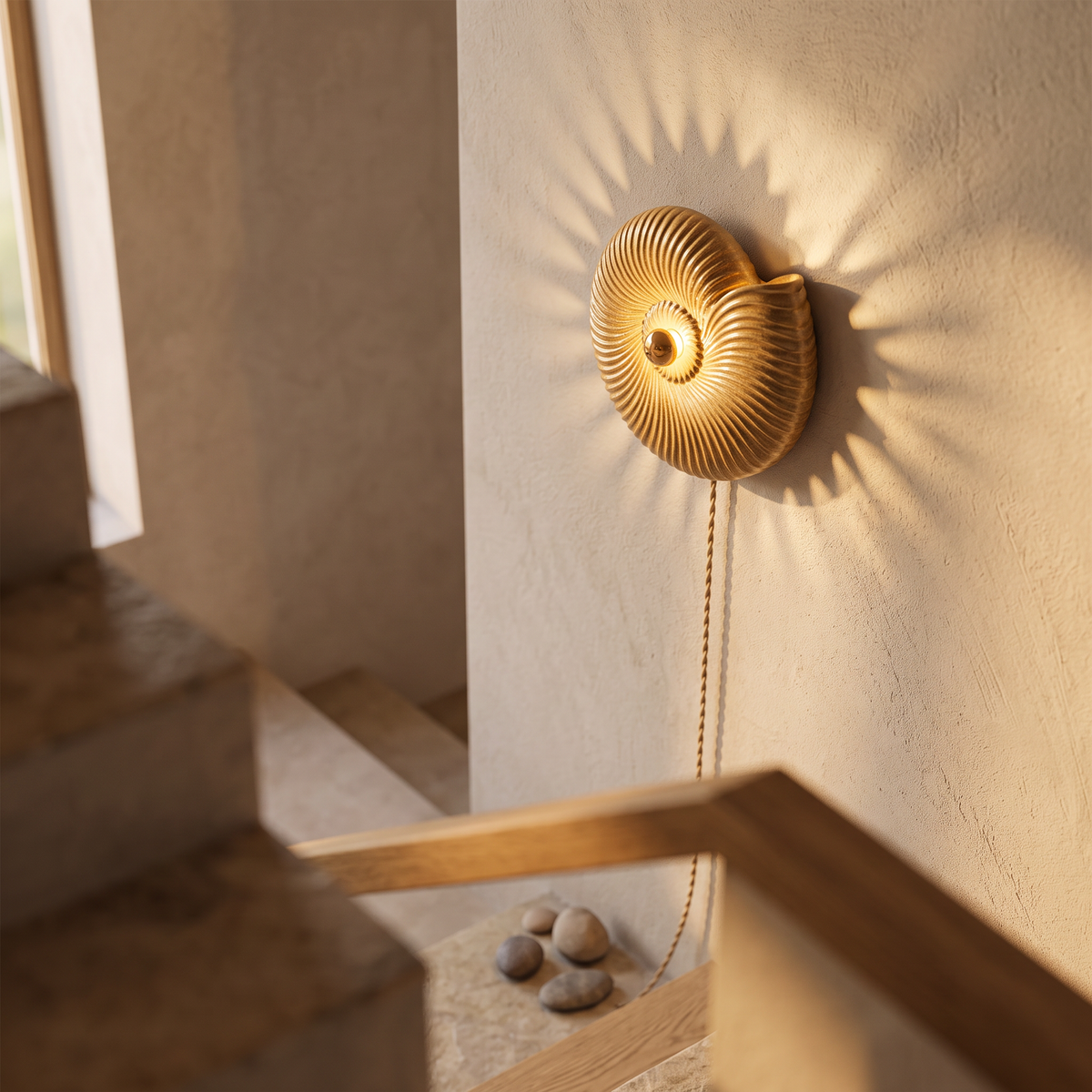 Round Handmade Ceramic Wall Light, 35 to 50 cm, Gold or Black