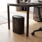 Oval Desk Bin with Lid, 29 x 29 x 14.5 cm, Marble Look