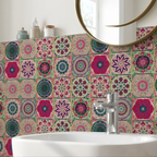 Self-Adhesive Portuguese Mandala Tile Stickers, Pack of 24