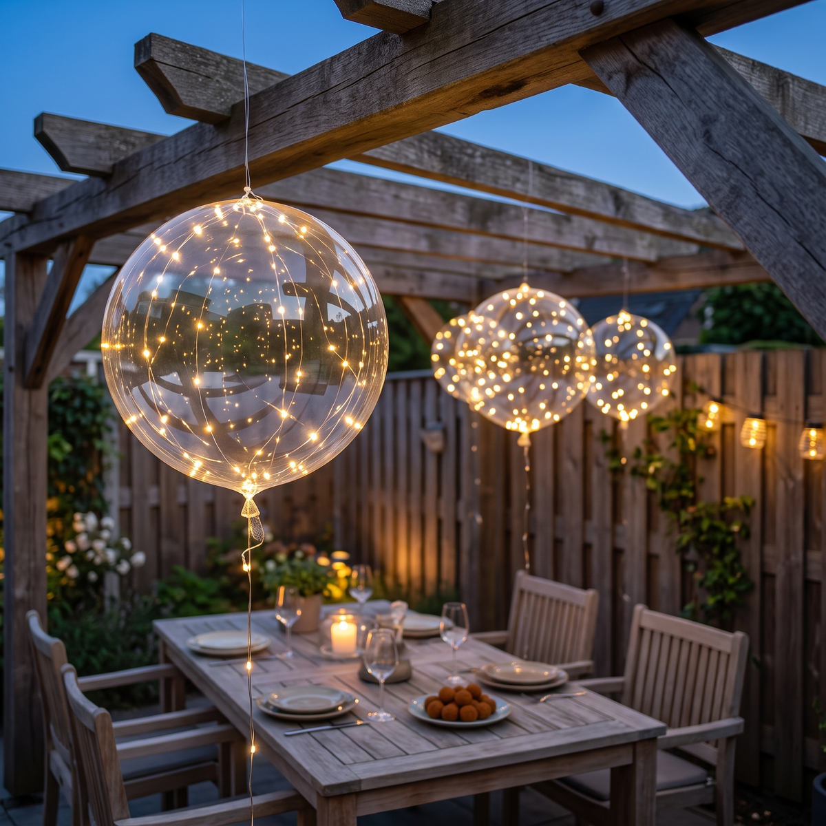 LED Garden Party Balloons, 45 cm, Battery Powered, 3 m String