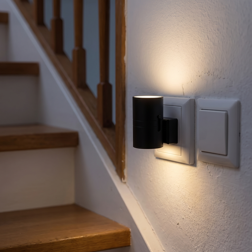Plug-In Stair Night Light with Dusk Sensor, Dimmable 3000K