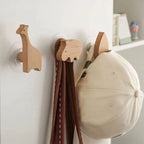 Wooden Animal Wall Hooks, Self-Adhesive or Screw Fixing