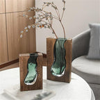 Wooden Vase with Glass Insert for Flowers and Display