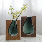 Wooden Vase with Glass Insert for Flowers and Display
