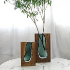 Wooden Vase with Glass Insert for Flowers and Display