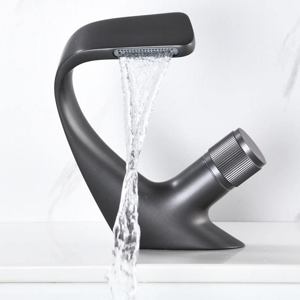 Waterfall Basin Mixer Tap with Single Lever, Five Finishes