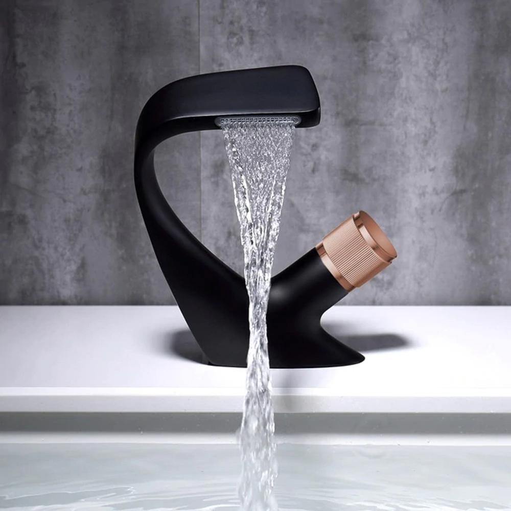 Waterfall Basin Mixer Tap with Single Lever, Five Finishes