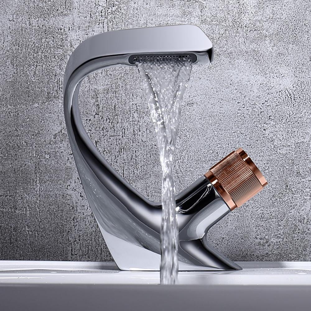 Waterfall Basin Mixer Tap with Single Lever, Five Finishes