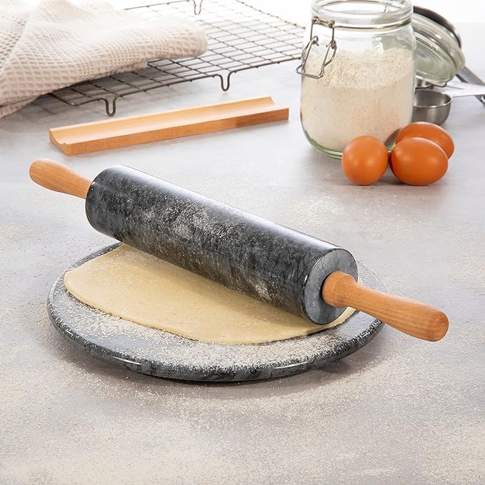 Marble Rolling Pin with Wooden Handles, 38cm or 48cm