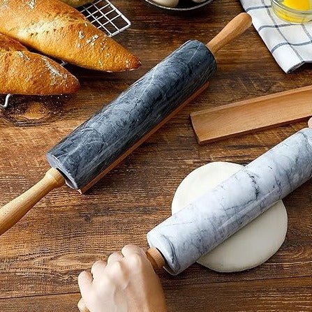 Marble Rolling Pin with Wooden Handles, 38cm or 48cm