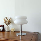 Glass Egg Table Lamp, Dimmable with Rotary Knob, Iron Base