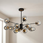 Glass Globe Chandelier with Gold-Tone Frame, 6 to 16 Lights