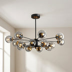 Glass Globe Chandelier with Gold-Tone Frame, 6 to 16 Lights