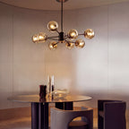 Glass Globe Chandelier with Gold-Tone Frame, 6 to 16 Lights