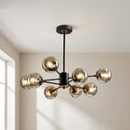 Glass Globe Chandelier with Gold-Tone Frame, 6 to 16 Lights