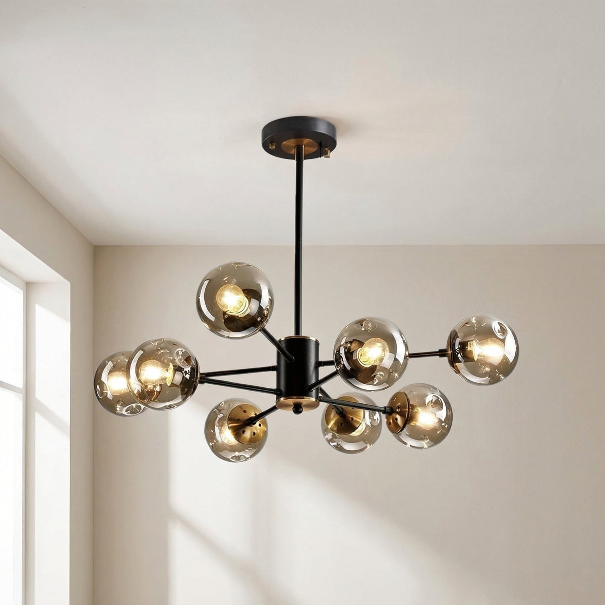 Glass Globe Chandelier with Gold-Tone Frame, 6 to 16 Lights